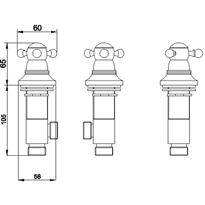 Technical image of Ultra Roma Freeflow bath filler with pop up waste and overflow.