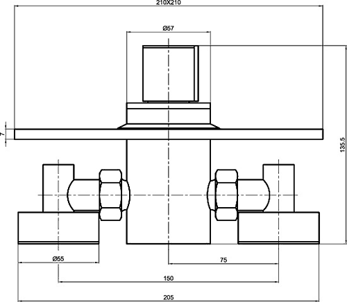 Technical image of Ultra Ecco 1/2" Concealed Thermostatic Sequential Shower Valve.