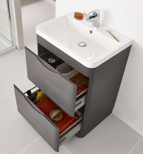 Example image of Premier Eclipse 600mm Vanity Unit Pack 1 (Grey Woodgrain).