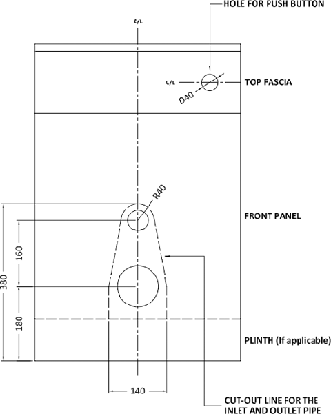 Technical image of Premier Eclipse 600mm Vanity Unit Pack 1 (Grey Woodgrain).