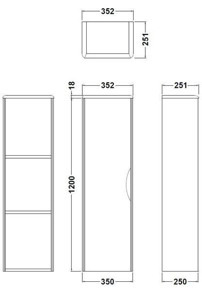 Technical image of Premier Eclipse 800mm Vanity Unit Pack 4 (Grey Woodgrain).