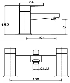 Technical image of Ultra Embrace Basin & Bath Shower Mixer Tap Set (Free Shower Kit).