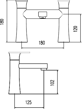 Technical image of Ultra Entity Basin Mixer & Bath Filler Tap Set (Chrome).