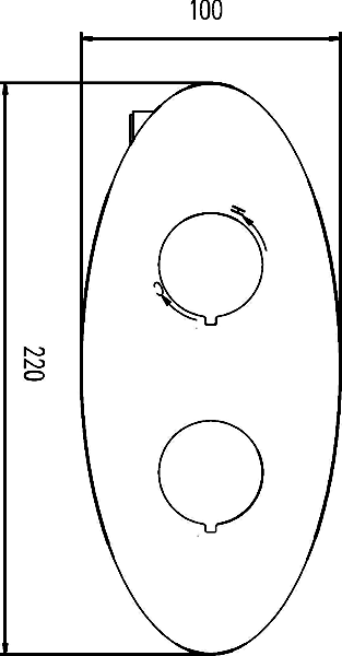 Technical image of Ultra Entity Twin Concealed Thermostatic Shower Valve (Chrome).