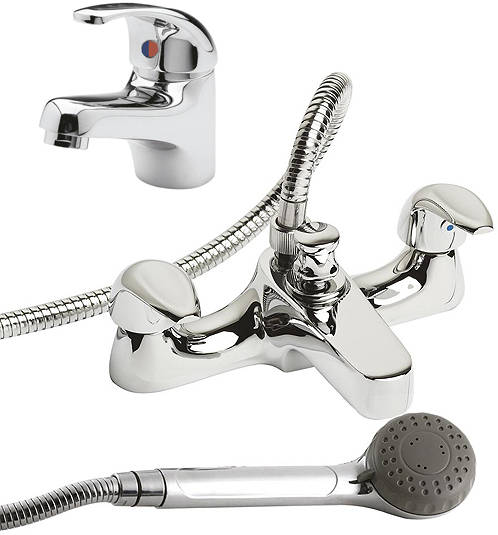 Larger image of Nuie Eon Bath Shower Mixer & Mono Basin Tap Pack (Chrome).