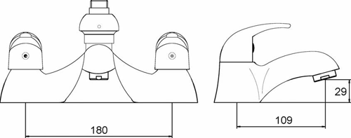 Technical image of Nuie Eon Bath Shower Mixer & Mono Basin Tap Pack (Chrome).