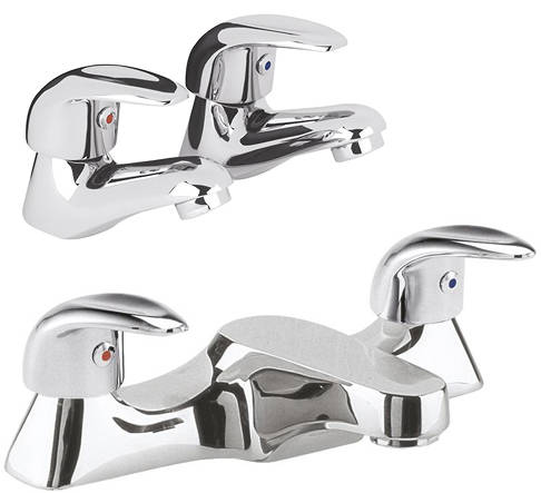 Larger image of Nuie Eon Bath Filler & Basin Taps Pack (Chrome).