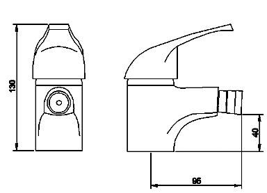 Technical image of Nuie Eon Bath Shower Mixer, Mono Basin & Bidet Tap Pack (Chrome).