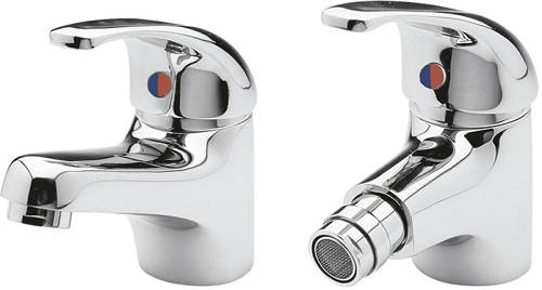 Larger image of Nuie Eon Mono Basin & Bidet Tap Pack (Chrome).