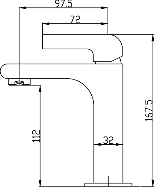 Technical image of Hudson Reed Epic Basin Tap (Chrome).