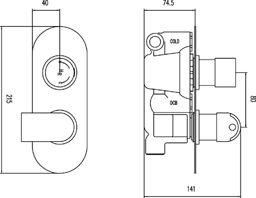 Technical image of Hudson Reed Epic Twin Concealed Thermostatic Shower Valve (Chrome).