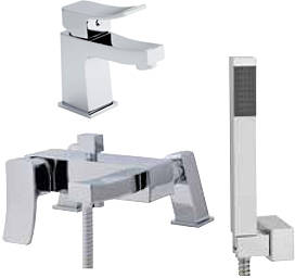 Larger image of Ultra Ethic Deck Mounted Bath Shower Mixer & Mono Basin Tap Pack (Chrome).