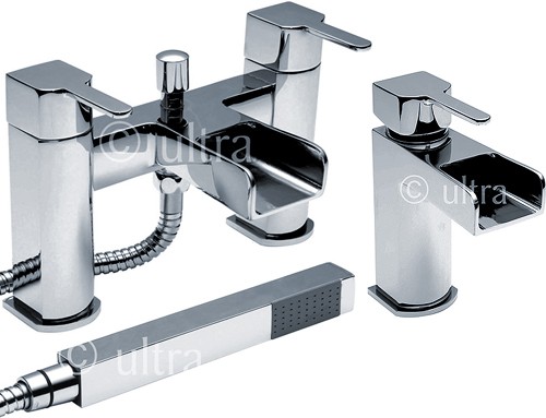 Larger image of Ultra Falls Waterfall Basin & Bath Shower Mixer Tap Set (Free Shower Kit).