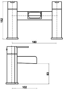 Technical image of Ultra Falls Waterfall Basin & Bath Filler Tap Set (Chrome).