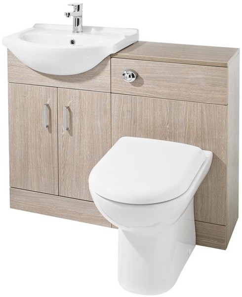 Example image of Ultra Furniture Bromley Furniture Pack With Basin, Pan & Seat (Light Oak).