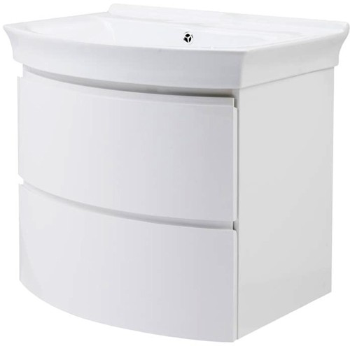 Larger image of Hudson Reed Canopy 600 Wall Hung Vanity Unit With Basin & Drawers (White).