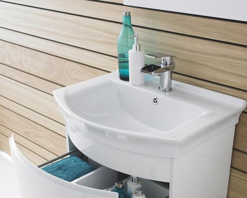 Example image of Hudson Reed Canopy 600 Wall Hung Vanity Unit With Basin & Drawers (White).