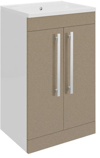 Larger image of Ultra Design Compact Vanity Unit With Doors & Basin (Caramel). 494x800.