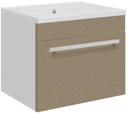 Larger image of Ultra Design Compact Wall Hung Vanity Unit & Basin (Caramel). 494x399.