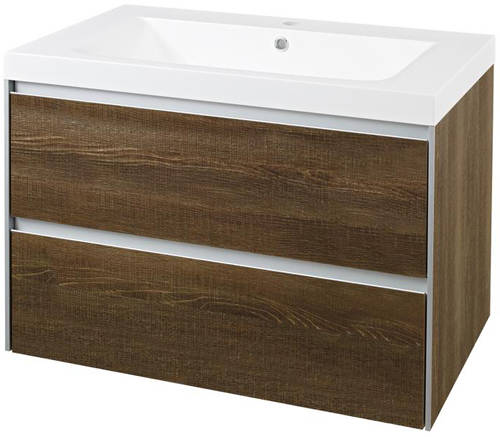 Larger image of Hudson Reed Erin Wall Mounted Vanity Unit With Basin (Textured Oak).