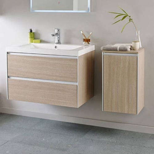 Larger image of Hudson Reed Erin Wall Mounted Vanity Pack With Basin (Light Oak).