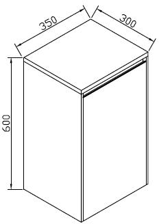 Technical image of Hudson Reed Erin Wall Mounted Vanity Pack With Basin (Light Oak).