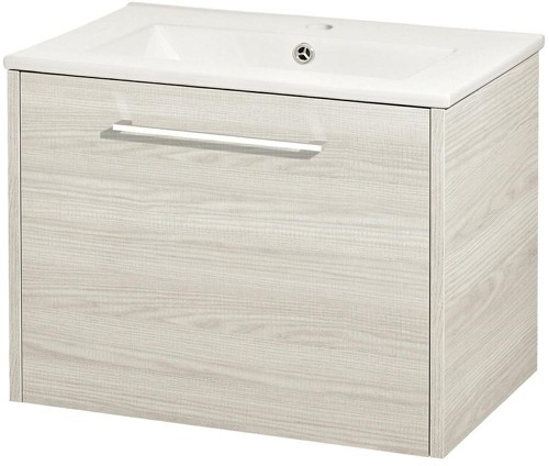 Larger image of Hudson Reed Horizon 600mm Wall Hung Vanity Unit & Basin (White Oak).