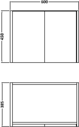 Technical image of Hudson Reed Horizon 600mm Wall Hung Vanity Unit & Basin (Mid Sawn Oak).