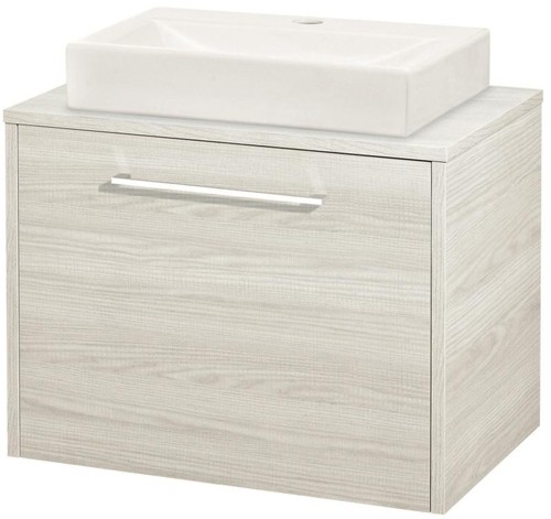 Larger image of Hudson Reed Horizon 600mm Wall Hung Vanity Unit & Basin (White Oak).