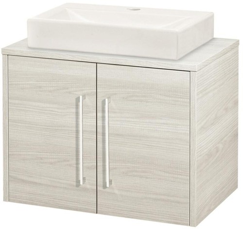 Larger image of Hudson Reed Horizon 600mm Wall Hung Vanity Unit & Basin (White Oak).