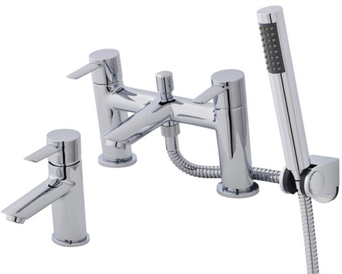 Larger image of Ultra Firth Mono Basin & Bath Shower Mixer Tap Set With Shower Kit  (Chrome).