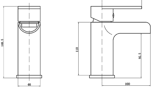 Technical image of Ultra Flume Waterfall Basin Tap (Chrome).