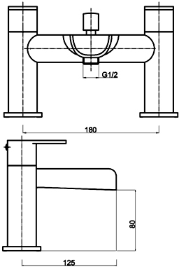 Technical image of Ultra Flume Waterfall Basin & Bath Shower Mixer Tap Set (Free Shower Kit).