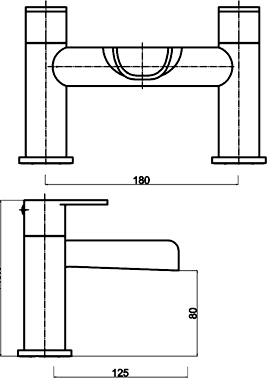 Technical image of Ultra Flume Waterfall Basin & Bath Filler Tap Set (Chrome).