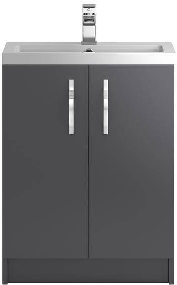 Larger image of Hudson Reed Apollo Floor Standing Vanity Unit & Basin (600mm, Grey).