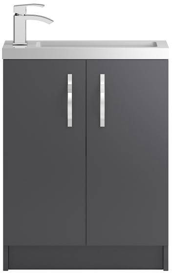 Larger image of HR Apollo Compact Floor Standing Vanity Unit & Basin (600mm, Grey).