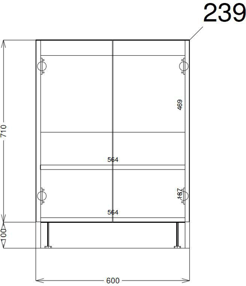 Technical image of HR Apollo Compact Floor Standing Vanity Unit & Basin (600mm, Grey).