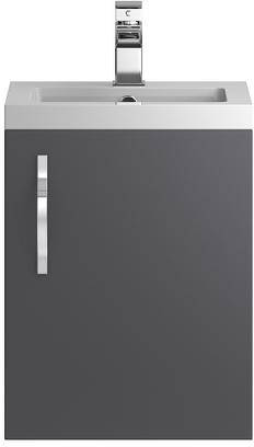 Larger image of Hudson Reed Apollo Wall Hung Vanity Unit & Basin (400mm, Grey).