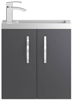 Larger image of HR Apollo Compact Wall Hung Vanity Unit & Basin (500mm, Grey).