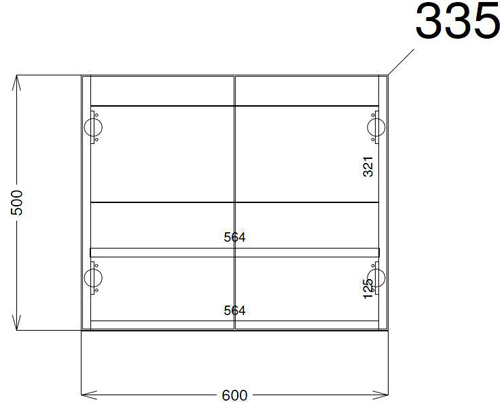 Technical image of Hudson Reed Apollo Wall Hung Vanity Unit & Basin (600mm, Grey).