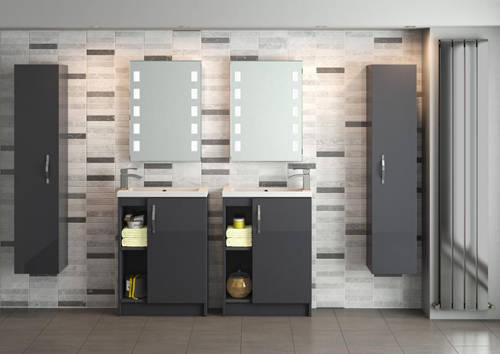 Example image of HR Apollo Compact Floor Standing Vanity Unit & Basin (600mm, Grey).