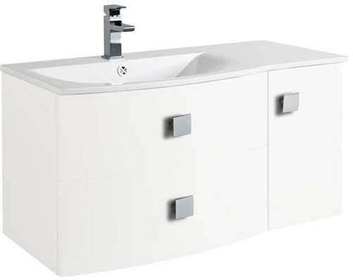 Larger image of HR Sarenna Wall Hung 1000mm Cabinet & Basin LH (White).
