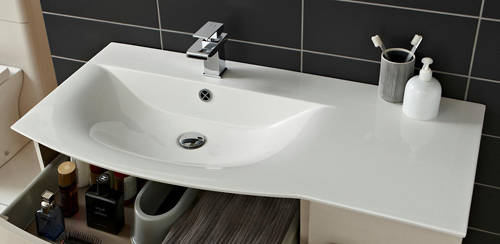 Example image of HR Sarenna Wall Hung 1000mm Cabinet & Basin LH (White).