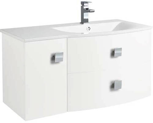 Larger image of HR Sarenna Wall Hung 1000mm Cabinet & Basin RH (White).