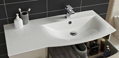 Example image of HR Sarenna Wall Hung 1000mm Cabinet & Basin RH (White).