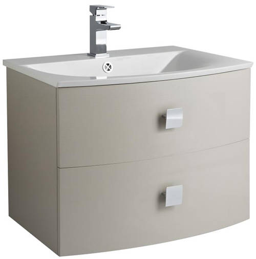 Larger image of HR Sarenna Wall Hung Vanity Unit With 2 Drawers (700mm, Cashmere).