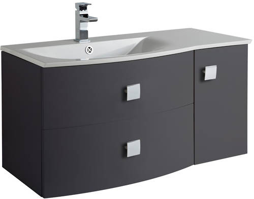 Larger image of HR Sarenna Wall Hung 1000mm Cabinet & Basin LH (Graphite).
