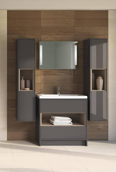 Example image of HR Coast Floor Standing 500mm Vanity Unit & Basin Type 2 (Grey Gloss).