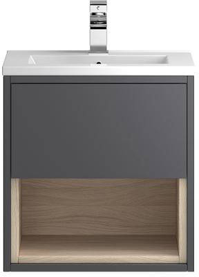 Larger image of HR Coast Wall Hung 500mm Vanity Unit & Basin Type 2 (Grey Gloss).