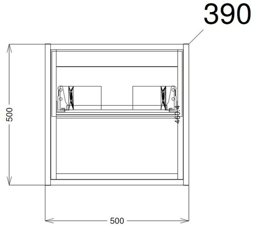 Technical image of HR Coast Wall Hung 500mm Vanity Unit & Basin Type 2 (Grey Gloss).